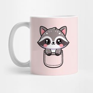 Cute Kawaii Raccoon In A Pocket Mug